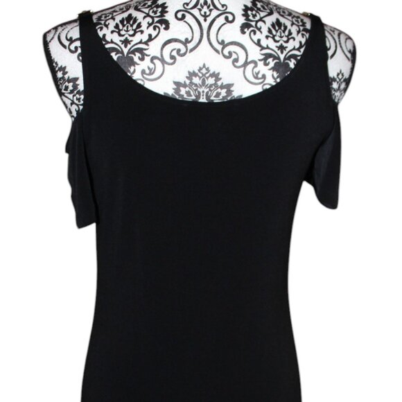 Michael Kors Dress Black Off Shoulders Gold Chain Shoulder Straps Size XS NWT's - Picture 4 of 12